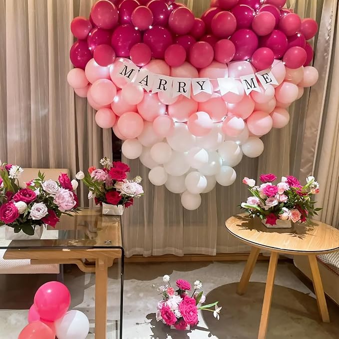 Hot Pink Balloons 100 pcs 12 inch Thicken Latex Hot Pink Balloon Pink Round - Image 6