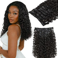 Lashey Seamless Clip in Hair Extensions Human Hair 110g 7pcs Burmese Curly Natural Black 20 Inch Real Human Hair Extensions Clip Ins with Soft PU Weft for Women