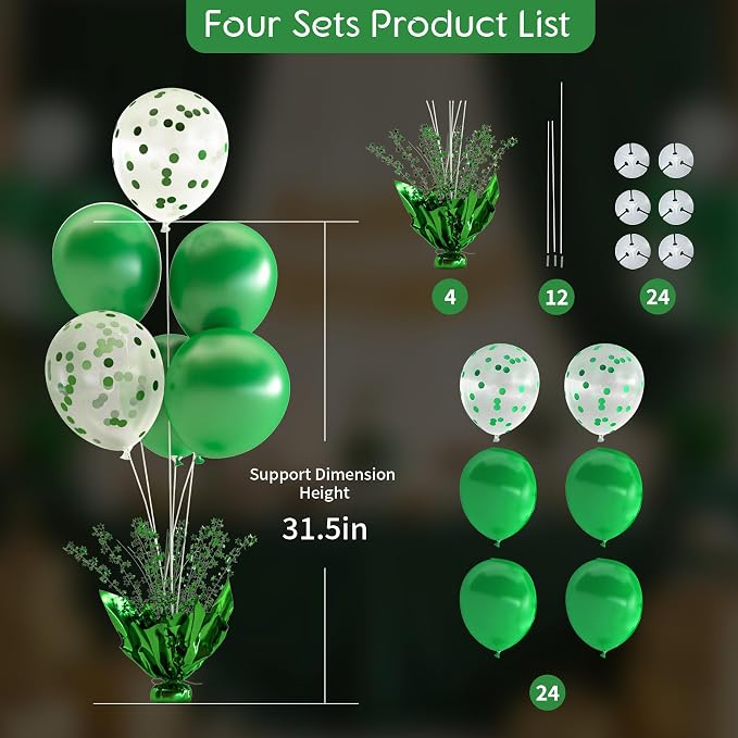 Green Balloon Table Centerpiece Kit, 4 Sets Green Balloon Stands - Image 4