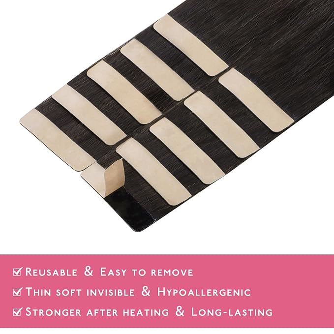 WENNALIFE Tape in Hair Extensions Human Hair Balayage Dark Brown Mixed Chestnut Brown Tape in Extensions, 10pcs 25g 14 inch Remy Invisible Tape Ins Straight Soft Real Human Hair Tape in Extensions