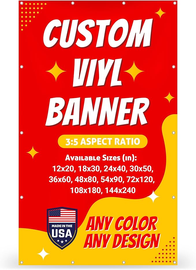 Custom Vinyl Banner with 150+ Sizes – Personalized Outdoor or Indoor Sign – Any by Unknown