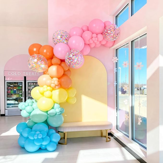60PC Rainbow Balloons Set, Colorful Balloons, 12 Inch Bright Color Yellow - Image 6