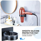 Hair Dryer Holder Wall Mounted, Blow Dryer Holder, Hair Tool Organizer for Hair Dryer Storage Hanger, Adhesive Hairdryer Holder for Bathroom Barber Shop (Black)