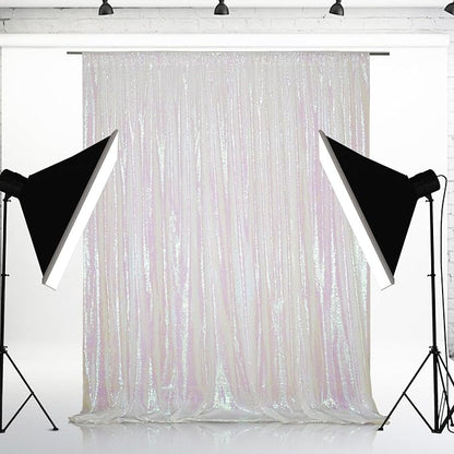 Eternal Beauty White Iridescent 3mm Sequin Backdrop 5x7 Ft - Image 2