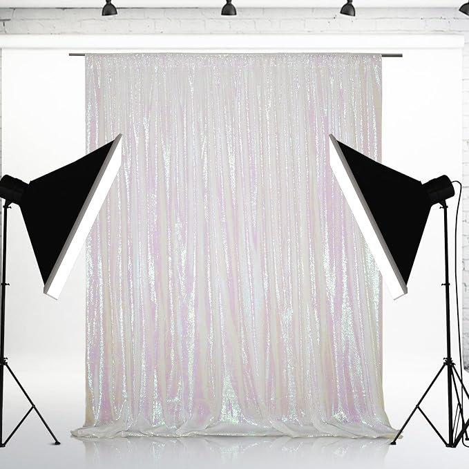 Eternal Beauty White Iridescent 3mm Sequin Backdrop 6x8 Ft - Image 2