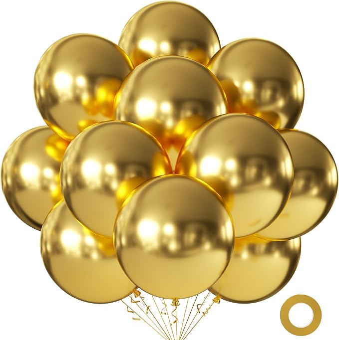 Metallic Gold Balloons 18 Inch 24 Pack Matte Helium Latex Round Balloons by KALOR