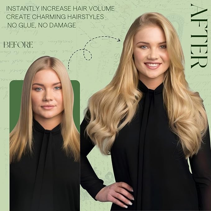 RUNATURE Blonde Hair Extensions Clip Ins, 22 Inch Clip in Human Hair Extensions, Real Human Hair Clip in Extensions, Remy Long Hair, Add Hair Length, 120g 7pcs #16P24 Golden Blonde Highlights