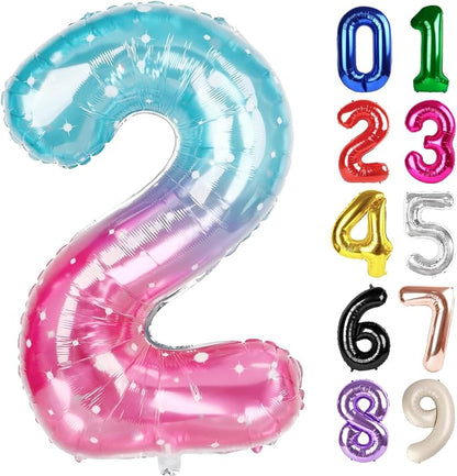 2 Balloon - Starry Sky Birthday Number Balloons, 40 Inch Party Decorations | by ALPHADELTAPI