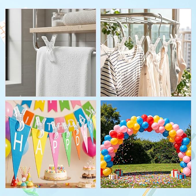 10 Pack Clear Plastic Balloon Arch Clips Spring Clamps Backdrop Balloon Garland - Image 6