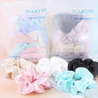 IVARYSS Scrunchies for Hair Sleep, Premium Satin Soft Than Silk for Women Curly Hair, Cute Bands Ties for Girls Thin | Thick Hair Styling, 12 Pack, Black