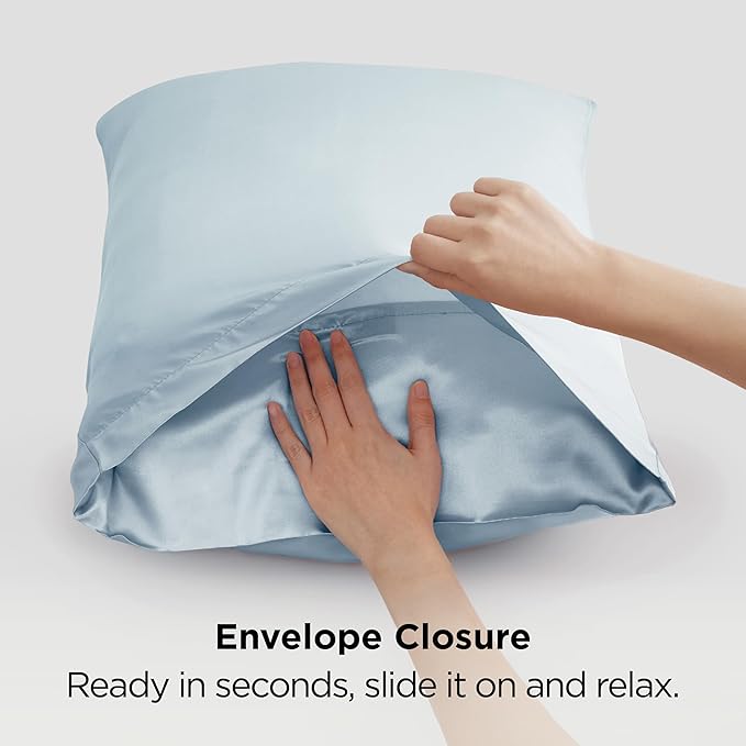 Bedsure King Size Satin Pillowcase Set of 2 - Celestial Blue Silky Pillow Cases for Hair and Skin with Envelope Closure, Similar to Silk Pillow Cases, Gifts for Women Men, 20x36 Inches, 2pcs