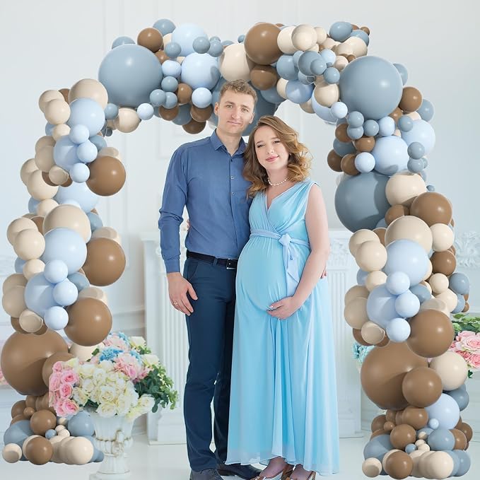 136pcs Dusty Blue & Brown Balloon Arch Kit – 18/12/10/5 Inch Balloons | Balloons - Image 4