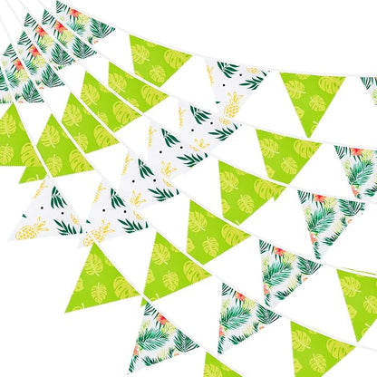G2PLUS Tropical Fabric Bunting Banner, 39FT Extra Long Reusable Cotton Triangle by G2PLUS