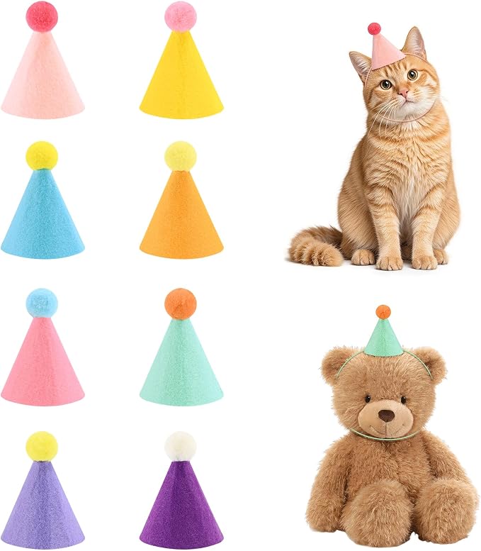 CANREVEL Mini Party Hats for Stuffed Animals Headwear, Birthday Hats by CANREVEL