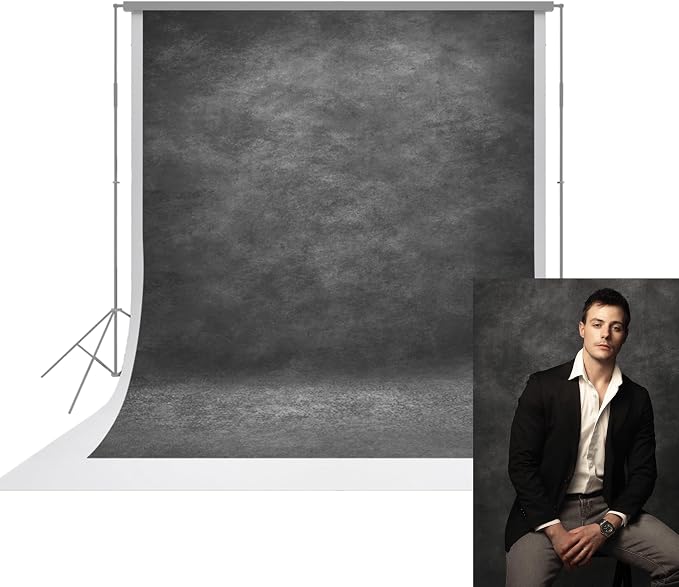 UrcTepics 8x10ft Dark Grey Abstract Textured Backdrop. Personal Headshot by UrcTepics
