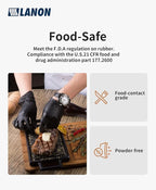 LANON 6-mil Black Nitrile Disposable Gloves, Food-Safe, Powder-Free, Heavy-Duty, Textured Fingertips, Latex-Free, Small