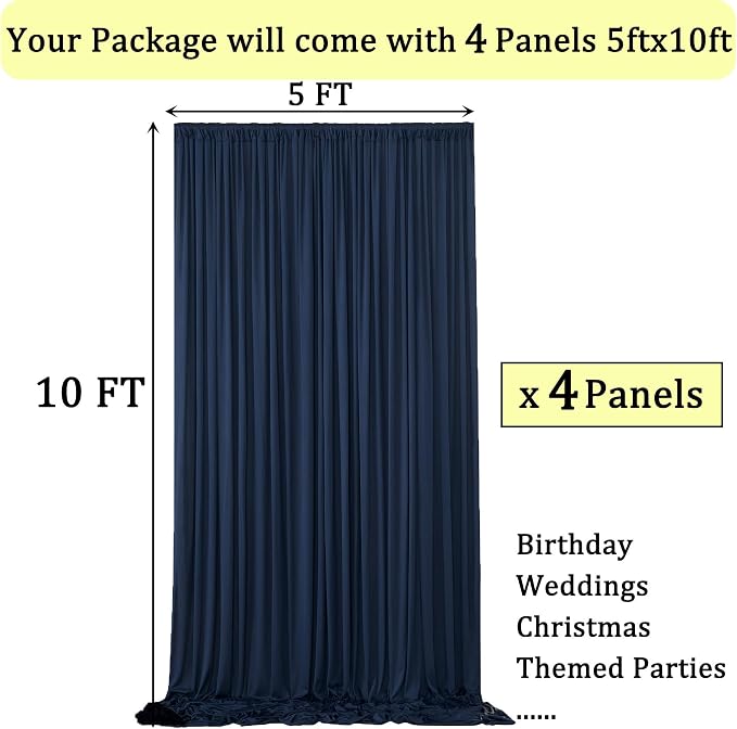 20ftx10ft Wrinkle Free Navy Blue Backdrop Curtains - Image 6