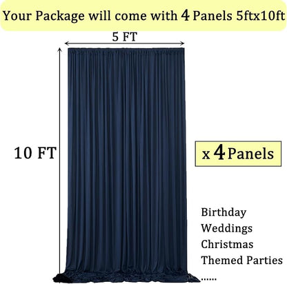 20ftx10ft Wrinkle Free Navy Blue Backdrop Curtains - Image 6
