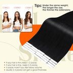 Full Shine Tape in Extensions Color 1 Jet Black Injection Human Hair Extensions Straight Machine Remy Insert Tape in Hair for Women 24Inch Seamless Skin Weft 50Gram 20Pcs Natural Invisible