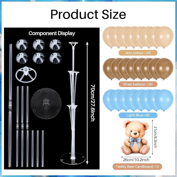 12 Sets Bear Baby Shower Balloon Stand Kit - Image 3