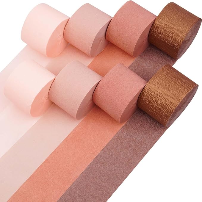 8 Rose Gold Streamers, 656ft Pack of Crepe Paper Party Decorations | Each roll by CaptainD%C3%A9cor