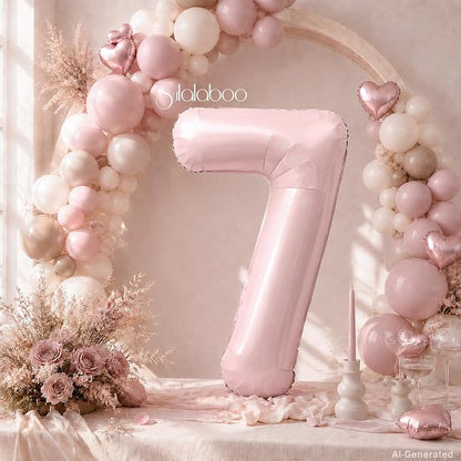 40 Inch Light Pink Number 7 Foil Big 0-9 Giant Digital Balloon | 7th - Image 2