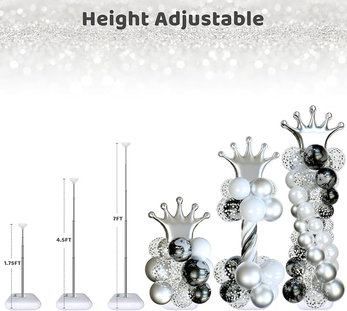 Balloon Arch Stand, Balloon Stand Set of 4, 7 Feet Height Adjustable Metal - Image 3
