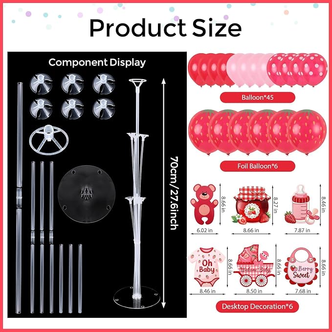 6 Sets Strawberry Balloon Stand Kit - Image 3