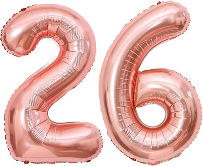 Rose Gold 26 Number Balloons, 40 Inch Big Giant Jumbo 26 or 62 Balloon Numbers by BBPOOL
