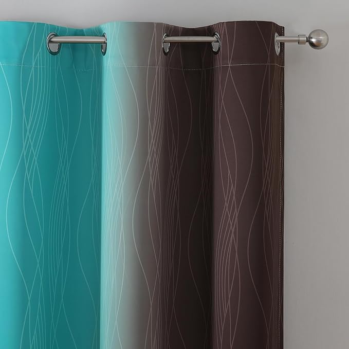 Brown and Teal Blackout Curtains & Drapes - Image 4