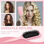 Curly Hair Brush,Curl Defining Brush Boar Bristle Hair Brush for Combing and Shaping,Reduce Pulling and Curl Separation For Defined Curls(pink)