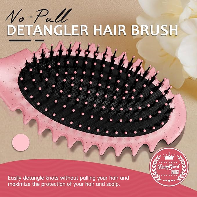 Curly Hair Brush Set,Curl Defining Brush for Curly Hair,Trident Handle Design,Detangling & Shaping & Defining Curls for Women and Girls,Wet or Dry Hair(Pink)