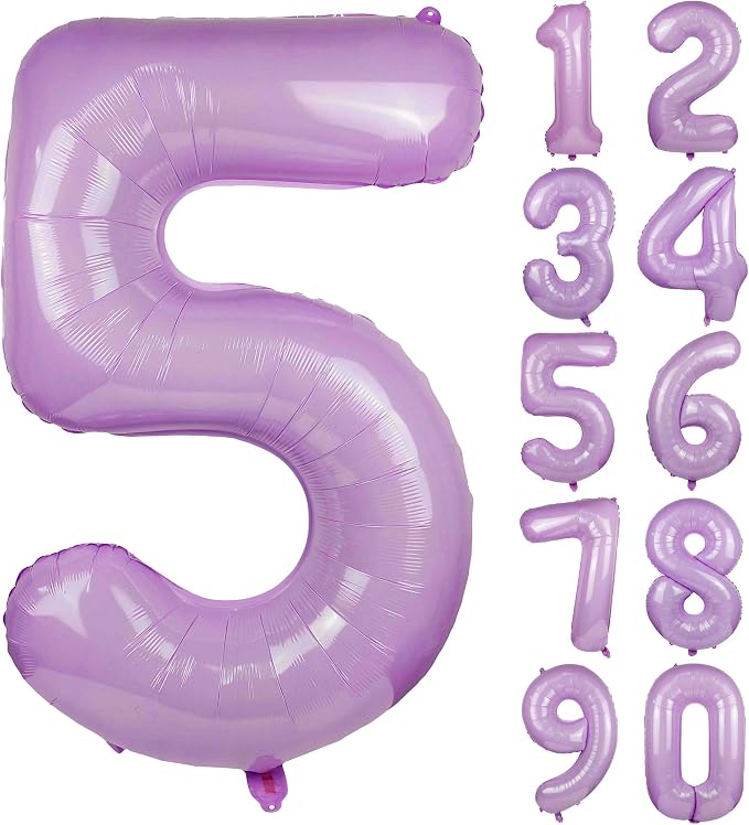 40" Macaron Purple Number 5 Balloons Helium Foil Mylar Balloon Digit 5 | by Exquisitehighqualitypartydecorationstomeetyoureveryneed%EF%BC%81