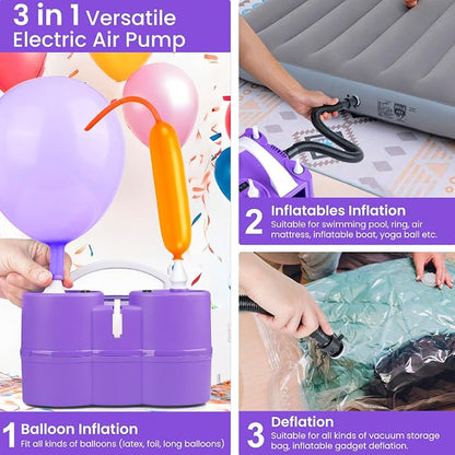 3-in-1 Electric Air Pump for Inflatables and Balloons, Dual Nozzle Inflator - Image 4