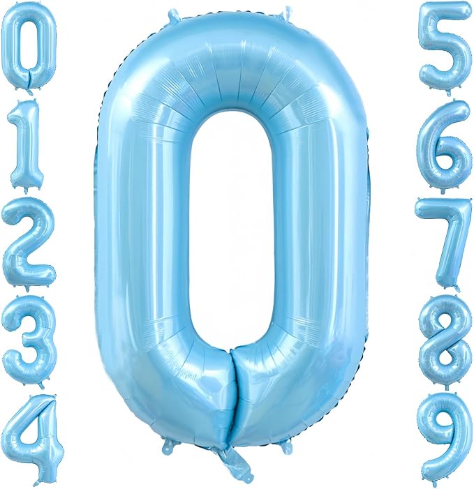 Pastel Blue 0 Balloon Number, Light Blue 0 Balloons by BBPOOL