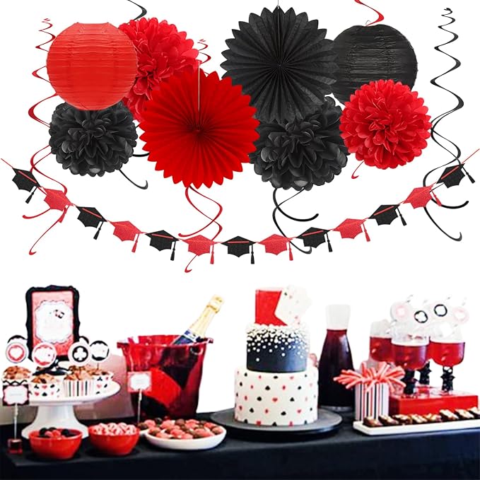 Black Red Graduation Party-Decorations Garland - Image 5
