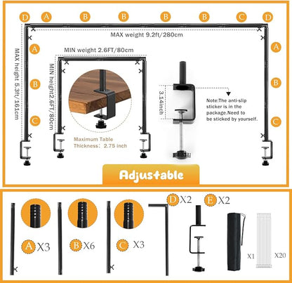 Over The Table Rod Stand with Clamps Black Table Balloon Arch Banner Frame | - Image 3