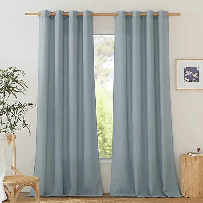NICETOWN Linen Flax Semi Sheer Curtains 94" Length, Grommet Window Treatments by NICETOWN