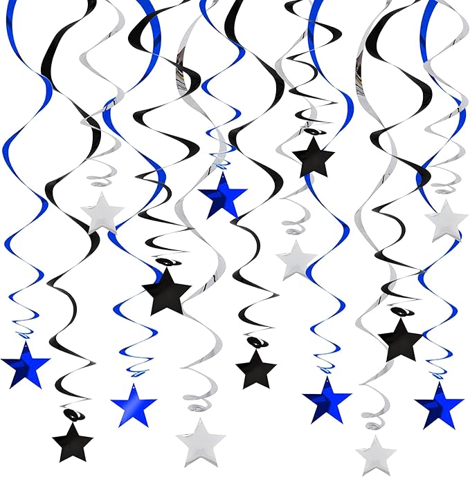 BEISHIDA Blue Black Silver Stars Hanging Swirls Graduation Hanging Ornament by Beishida
