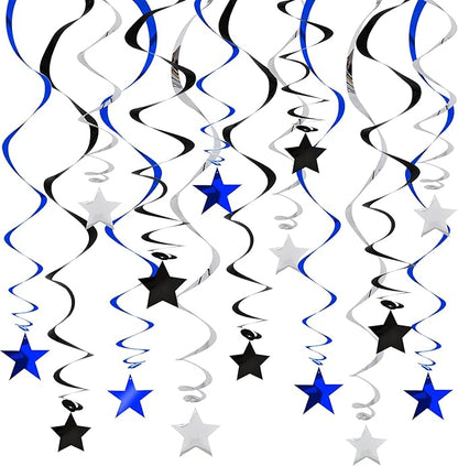 BEISHIDA Blue Black Silver Stars Hanging Swirls Graduation Hanging Ornament by Beishida
