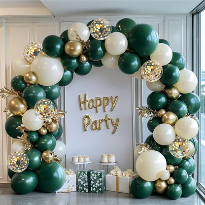 Emerald Green Gold Balloon Arch Kit, Different Size | Double Stuffed Latex by PUFFLD