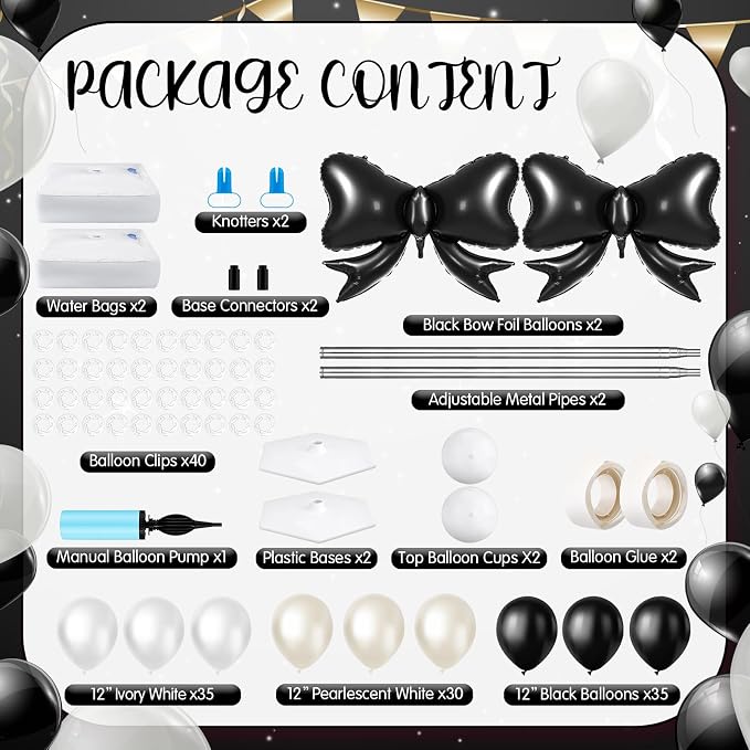 Kasyat 2 Sets Black Bow Balloon Column Stand Kit - Image 2
