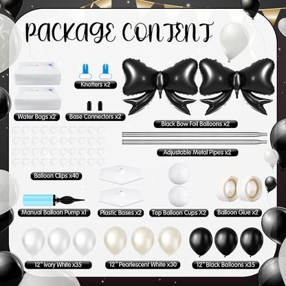 Kasyat 2 Sets Black Bow Balloon Column Stand Kit - Image 2