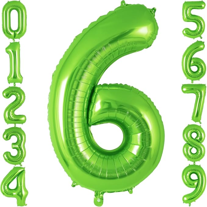 Green Number 6 Balloon 40 Inch, Big Large Foil Helium Number Balloons, Jumbo by AIQINHU