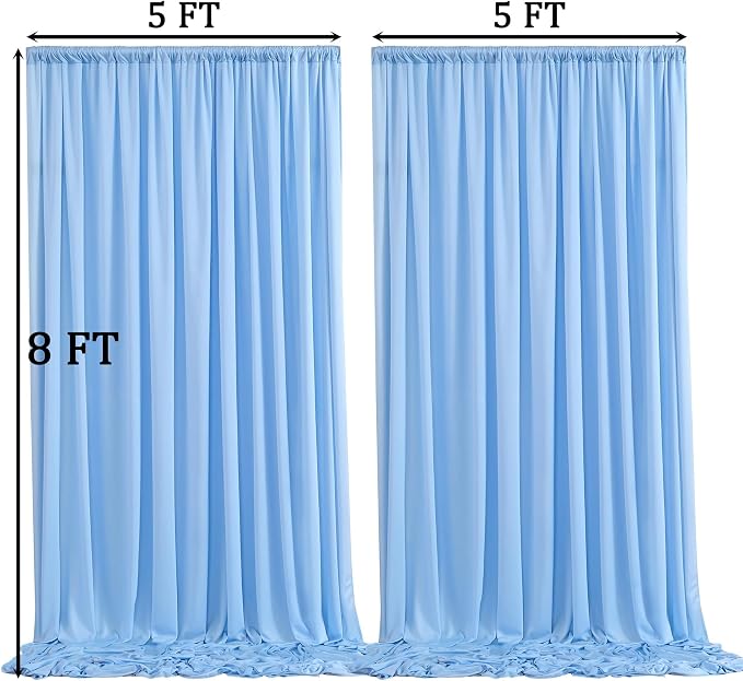 10x8ft Wrinkle Free Baby Blue Backdrop Curtains - Image 6