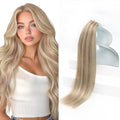 Sunny Hair Blonde Tape in Hair Extensions Human Hair Ash Blonde Highlight Bleach Blonde Hair Extensions Tape in 22 Inch Remy Tape in Txtensions for Women Wedding 20Pcs 50g