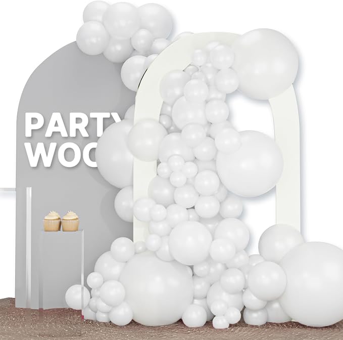 PartyWoo White Balloons 120pcs Matte White Latex Balloons Different Sizes | 18 by PartyWoo