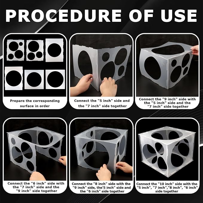 11 Holes Plastic Balloon Sizer Cube Box Collapsible 2-10 Inch Balloon Sizer - Image 4
