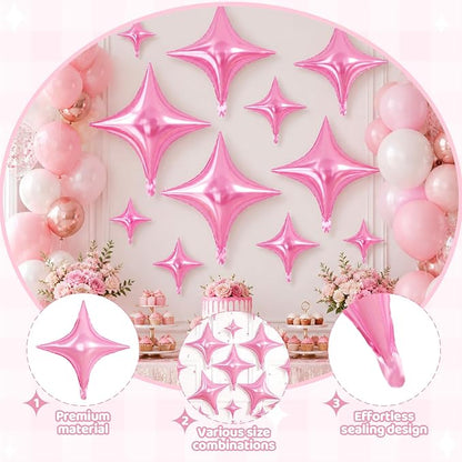 Pink Star Balloons, 26 Inch and 10 Inch Pink Stars Shaped Balloon - Image 3