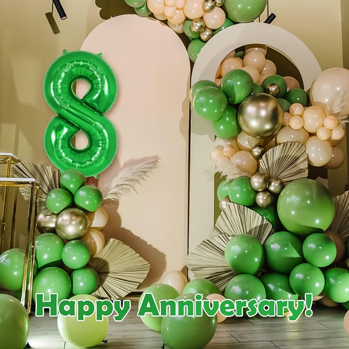 Dark Green Number 8 Balloon 40 Inch, Big Large Foil Helium Number Balloons - Image 6
